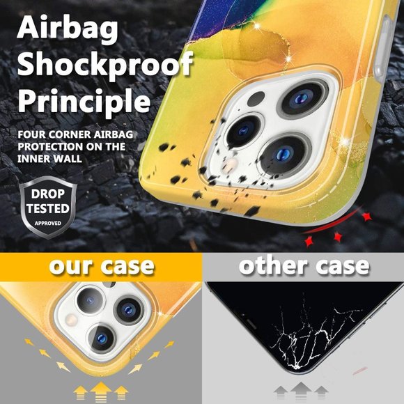 LY LANYOS Compatible with iPhone 12/12 Pro (6.1 inch) Case, Ultra-Thin Gold Spar - Picture 5 of 7